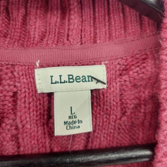 L.L. Bean Cardigan Sweater Double L Cableknit Open - Picture 3 of 8